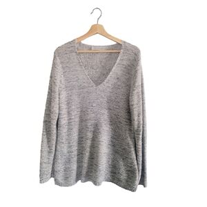 CONTEMPORAINE Simons Grey V Neck Marled Knit Sweater Size XL